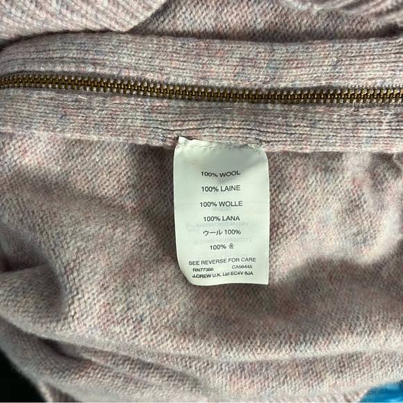 J. Crew 100% Wool Pink Lilac Sweater w Zipper Front Details Speckled Small - Picture 4 of 8